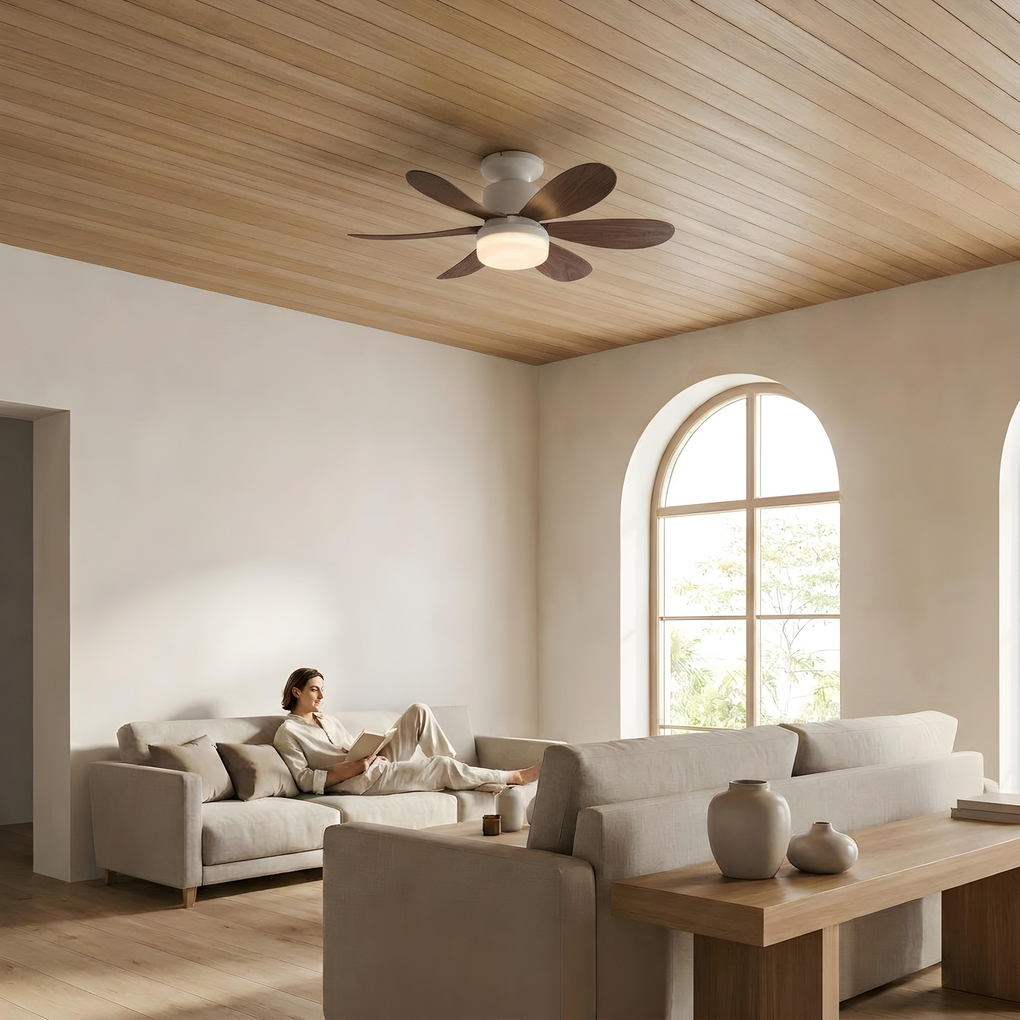 Hemsa Ventilador de Techo Silencioso con Luz LED y Mando